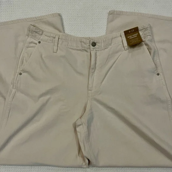 NWT Madewell Wide Sweep Trousers Minimalist Wide Leg Cream Denim Jeans 33 FLAW - Picture 2 of 15